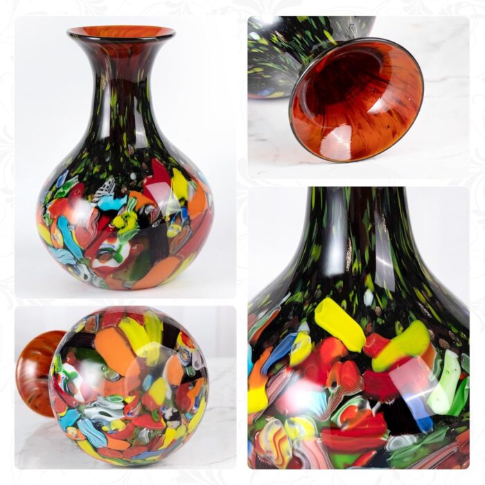 KAMMAK Colored Glass Vase, Beautiful Hand Blown Decorative Vase, Modern Art Vase for Flower Mantle Dining Table Centerpiece, Entryway Living Room Wedding Decoration (JG2088)