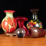 KAMMAK Colored Glass Vase, Beautiful Hand Blown Decorative Vase, Modern Art Vase for Flower Mantle Dining Table Centerpiece, Entryway Living Room Wedding Decoration (JG2088)