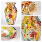 KAMMAK Colored Glass Vase, Beautiful Hand Blown Decorative Vase, Modern Art Vase for Flower Mantle Dining Table Centerpiece, Entryway Living Room Wedding Decoration (JG2113)