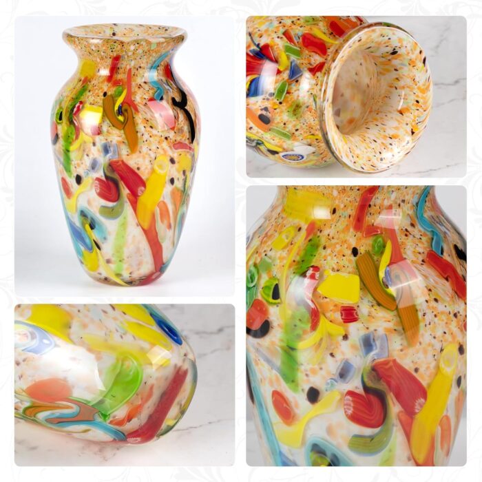 KAMMAK Colored Glass Vase, Beautiful Hand Blown Decorative Vase, Modern Art Vase for Flower Mantle Dining Table Centerpiece, Entryway Living Room Wedding Decoration (JG2113)