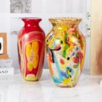 KAMMAK Colored Glass Vase, Beautiful Hand Blown Decorative Vase, Modern Art Vase for Flower Mantle Dining Table Centerpiece, Entryway Living Room Wedding Decoration (JG2113)