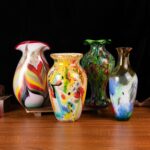 KAMMAK Colored Glass Vase, Beautiful Hand Blown Decorative Vase, Modern Art Vase for Flower Mantle Dining Table Centerpiece, Entryway Living Room Wedding Decoration (JG2113)