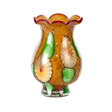 KAMMAK Colored Glass Vase, Beautiful Hand Blown Decorative Vase, Modern Art Vase for Flower Mantle Dining Table Centerpiece, Entryway Living Room Wedding Decoration, FH02026