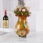 KAMMAK Colored Glass Vase, Beautiful Hand Blown Decorative Vase, Modern Art Vase for Flower Mantle Dining Table Centerpiece, Entryway Living Room Wedding Decoration, FH02026 KAMMAK 8HPFH02026 glass vase side angle view showing silhouette