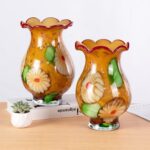 KAMMAK Colored Glass Vase, Beautiful Hand Blown Decorative Vase, Modern Art Vase for Flower Mantle Dining Table Centerpiece, Entryway Living Room Wedding Decoration, FH02026 KAMMAK 8HPFH02026 glass vase close-up material texture detail image 4