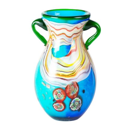 KAMMAK Colored Glass Vase, Beautiful Hand Blown Decorative Vase, Modern Art Vase for Flower Mantle Dining Table Centerpiece, Entryway Living Room Wedding Decoration (JG2126)