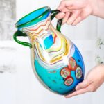 KAMMAK Colored Glass Vase, Beautiful Hand Blown Decorative Vase, Modern Art Vase for Flower Mantle Dining Table Centerpiece, Entryway Living Room Wedding Decoration (JG2126)