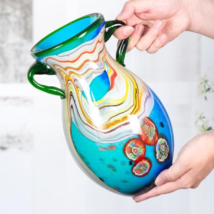 KAMMAK Colored Glass Vase, Beautiful Hand Blown Decorative Vase, Modern Art Vase for Flower Mantle Dining Table Centerpiece, Entryway Living Room Wedding Decoration (JG2126)