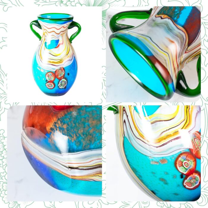 KAMMAK Colored Glass Vase, Beautiful Hand Blown Decorative Vase, Modern Art Vase for Flower Mantle Dining Table Centerpiece, Entryway Living Room Wedding Decoration (JG2126)