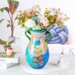 KAMMAK Colored Glass Vase, Beautiful Hand Blown Decorative Vase, Modern Art Vase for Flower Mantle Dining Table Centerpiece, Entryway Living Room Wedding Decoration (JG2126)