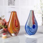 KAMMAK Colored Glass Vase, Beautiful Hand Blown Decorative Vase, Modern Art Vase for Flower Mantle Dining Table Centerpiece, Entryway Living Room Wedding Decoration (JG20122)