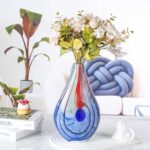 KAMMAK Colored Glass Vase, Beautiful Hand Blown Decorative Vase, Modern Art Vase for Flower Mantle Dining Table Centerpiece, Entryway Living Room Wedding Decoration (JG20122)