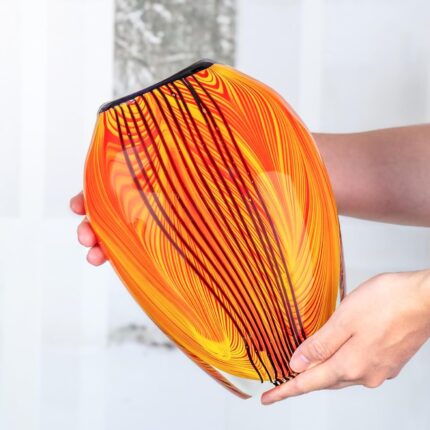 KAMMAK Colored Glass Vase, Beautiful Hand Blown Decorative Vase, Modern Art Vase for Flower Mantle Dining Table Centerpiece, Entryway Living Room Wedding Decoration (JG2124)