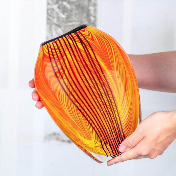 KAMMAK Colored Glass Vase, Beautiful Hand Blown Decorative Vase, Modern Art Vase for Flower Mantle Dining Table Centerpiece, Entryway Living Room Wedding Decoration (JG2124)