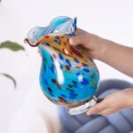 KAMMAK Colored Glass Vase, Beautiful Hand Blown Decorative Vase, Modern Art Vase for Flower Mantle Dining Table Centerpiece, Entryway Living Room Wedding Decoration, FH02004