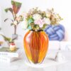 KAMMAK Colored Glass Vase, Beautiful Hand Blown Decorative Vase, Modern Art Vase for Flower Mantle Dining Table Centerpiece, Entryway Living Room Wedding Decoration (JG2124) KAMMAK 8HPJG02124 glass vase styled on dining table image 5
