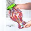 KAMMAK Colored Glass Vase, Beautiful Hand Blown Decorative Vase, Modern Art Vase for Flower Mantle Dining Table Centerpiece, Entryway Living Room Wedding Decoration (JG2130) KAMMAK 8HPJG02130 glass vase side angle view showing silhouette