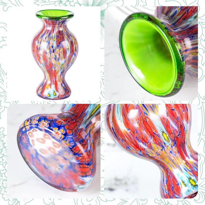 KAMMAK Colored Glass Vase, Beautiful Hand Blown Decorative Vase, Modern Art Vase for Flower Mantle Dining Table Centerpiece, Entryway Living Room Wedding Decoration (JG2130)