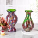 KAMMAK Colored Glass Vase, Beautiful Hand Blown Decorative Vase, Modern Art Vase for Flower Mantle Dining Table Centerpiece, Entryway Living Room Wedding Decoration (JG2130)