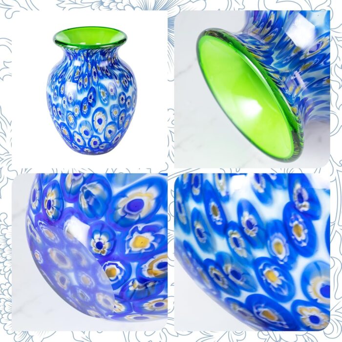 KAMMAK Colored Glass Vase, Beautiful Hand Blown Decorative Vase, Modern Art Vase for Flower Mantle Dining Table Centerpiece, Entryway Living Room Wedding Decoration (JG2132)