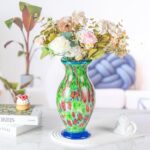 KAMMAK Colored Glass Vase, Beautiful Hand Blown Decorative Vase, Modern Art Vase for Flower Mantle Dining Table Centerpiece, Entryway Living Room Wedding Decoration (JG2127)