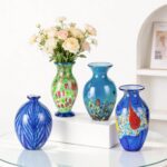 KAMMAK Colored Glass Vase, Beautiful Hand Blown Decorative Vase, Modern Art Vase for Flower Mantle Dining Table Centerpiece, Entryway Living Room Wedding Decoration (JG2127)