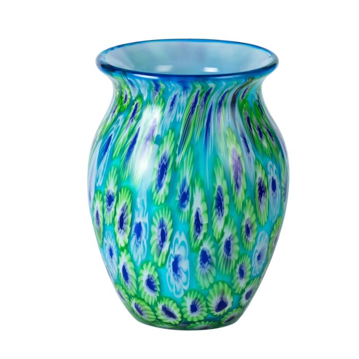 KAMMAK Colored Glass Vase, Beautiful Hand Blown Decorative Vase, Modern Art Vase for Flower Mantle Dining Table Centerpiece, Entryway Living Room Wedding Decoration (JG2136) KAMMAK 8HPJG02136 glass vase front view for product display