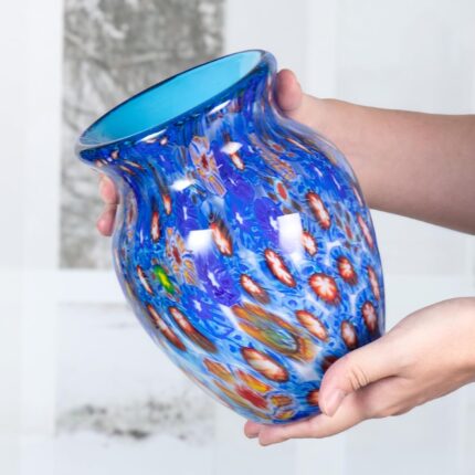 KAMMAK Colored Glass Vase, Beautiful Hand Blown Decorative Vase, Modern Art Vase for Flower Mantle Dining Table Centerpiece, Entryway Living Room Wedding Decoration (JG2135)