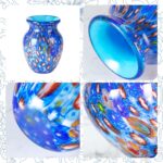 KAMMAK Colored Glass Vase, Beautiful Hand Blown Decorative Vase, Modern Art Vase for Flower Mantle Dining Table Centerpiece, Entryway Living Room Wedding Decoration (JG2135)