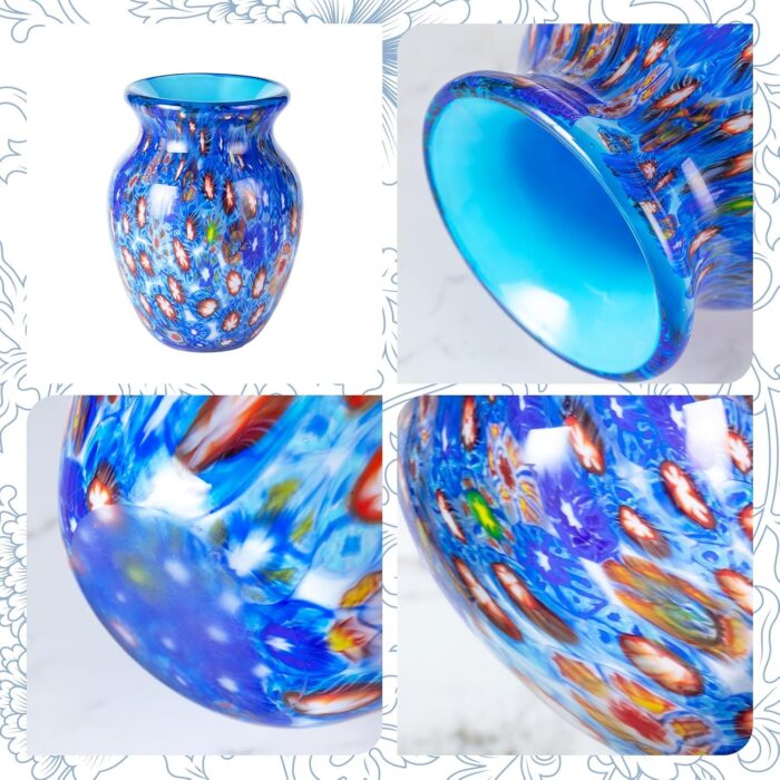 KAMMAK Colored Glass Vase, Beautiful Hand Blown Decorative Vase, Modern Art Vase for Flower Mantle Dining Table Centerpiece, Entryway Living Room Wedding Decoration (JG2135)