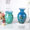 KAMMAK Colored Glass Vase, Beautiful Hand Blown Decorative Vase, Modern Art Vase for Flower Mantle Dining Table Centerpiece, Entryway Living Room Wedding Decoration (JG2136) KAMMAK 8HPJG02136 glass vase close-up material texture detail image 4
