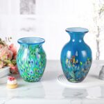 KAMMAK Colored Glass Vase, Beautiful Hand Blown Decorative Vase, Modern Art Vase for Flower Mantle Dining Table Centerpiece, Entryway Living Room Wedding Decoration (JG2136) KAMMAK 8HPJG02136 glass vase close-up material texture detail image 4