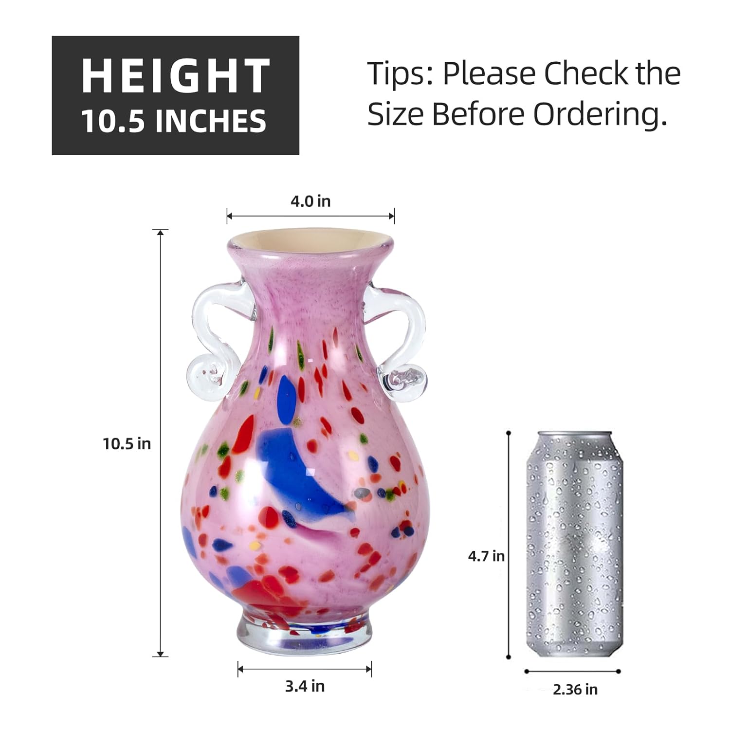 KAMMAK 8HPFH02027 glass vase front view in product description