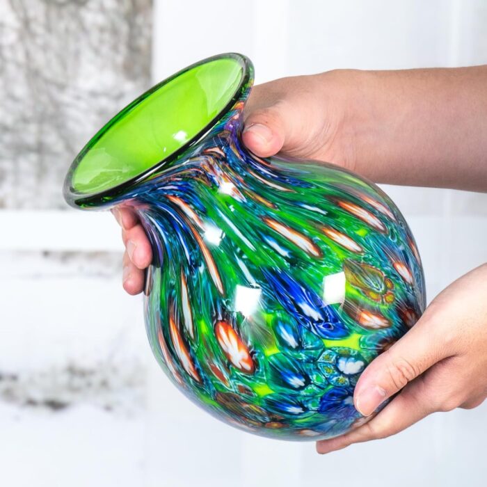 KAMMAK Colored Glass Vase, Beautiful Hand Blown Decorative Vase, Modern Art Vase for Flower Mantle Dining Table Centerpiece, Entryway Living Room Wedding Decoration (JG2137)