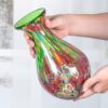 KAMMAK Colored Glass Vase, Beautiful Hand Blown Decorative Vase, Modern Art Vase for Flower Mantle Dining Table Centerpiece, Entryway Living Room Wedding Decoration (JG2138) KAMMAK 8HPJG02138 glass vase close-up material texture detail image 4