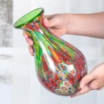 KAMMAK Colored Glass Vase, Beautiful Hand Blown Decorative Vase, Modern Art Vase for Flower Mantle Dining Table Centerpiece, Entryway Living Room Wedding Decoration (JG2138)