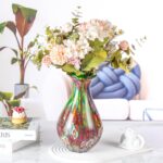 KAMMAK Colored Glass Vase, Beautiful Hand Blown Decorative Vase, Modern Art Vase for Flower Mantle Dining Table Centerpiece, Entryway Living Room Wedding Decoration (JG2138)