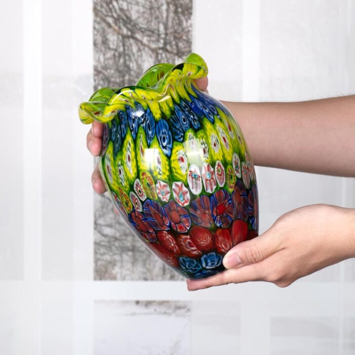 KAMMAK Colored Glass Vase, Beautiful Hand Blown Decorative Vase, Modern Art Vase for Flower Mantle Dining Table Centerpiece, Entryway Living Room Wedding Decoration (JG2139)