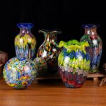 KAMMAK Colored Glass Vase, Beautiful Hand Blown Decorative Vase, Modern Art Vase for Flower Mantle Dining Table Centerpiece, Entryway Living Room Wedding Decoration (JG2139)