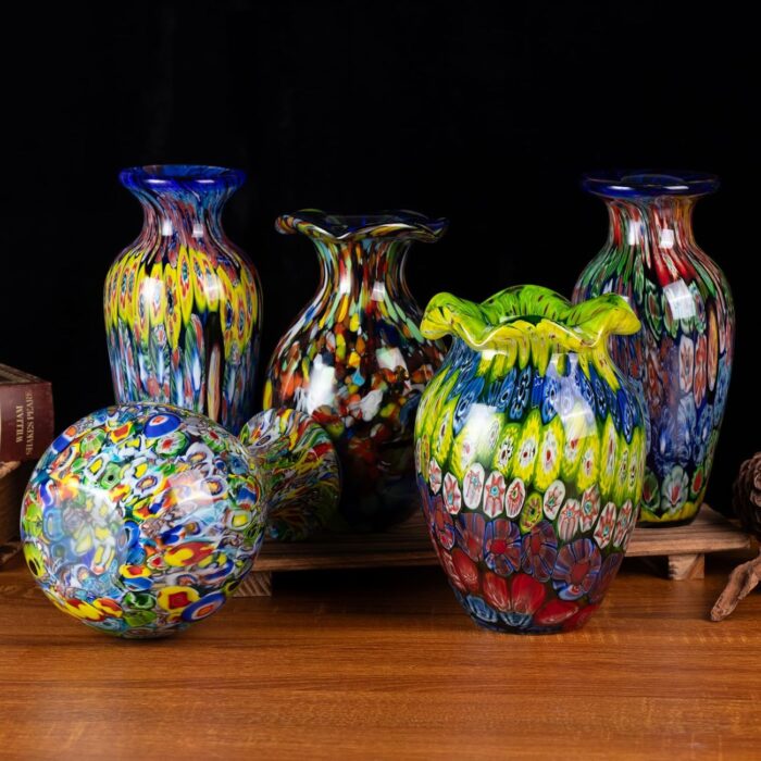 KAMMAK Colored Glass Vase, Beautiful Hand Blown Decorative Vase, Modern Art Vase for Flower Mantle Dining Table Centerpiece, Entryway Living Room Wedding Decoration (JG2139)