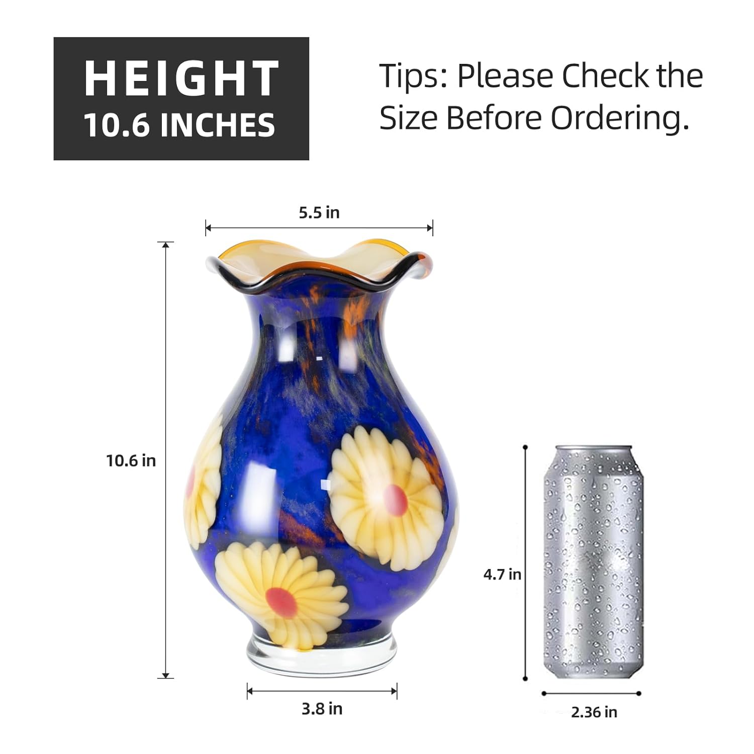 KAMMAK 8HPFH02034 glass vase front view in product description