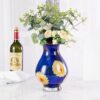 KAMMAK Colored Glass Vase, Beautiful Hand Blown Decorative Vase, Modern Art Vase for Flower Mantle Dining Table Centerpiece, Entryway Living Room Wedding Decoration, FH02034 KAMMAK 8HPFH02034 glass vase side angle view showing silhouette