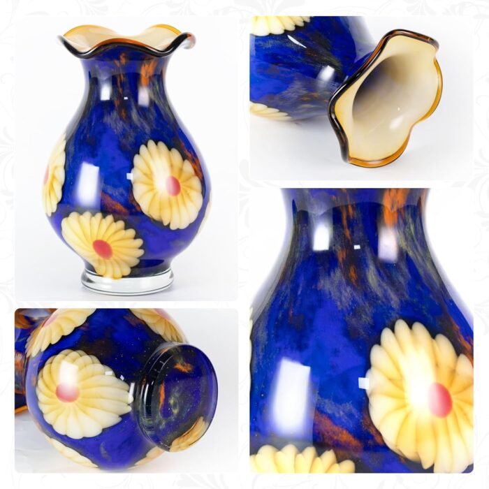 KAMMAK Colored Glass Vase, Beautiful Hand Blown Decorative Vase, Modern Art Vase for Flower Mantle Dining Table Centerpiece, Entryway Living Room Wedding Decoration, FH02034 KAMMAK 8HPFH02034 glass vase close-up material texture detail image 4