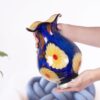KAMMAK Colored Glass Vase, Beautiful Hand Blown Decorative Vase, Modern Art Vase for Flower Mantle Dining Table Centerpiece, Entryway Living Room Wedding Decoration, FH02034 KAMMAK 8HPFH02034 glass vase styled on dining table image 5