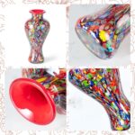 KAMMAK Colored Glass Vase, Beautiful Hand Blown Decorative Vase, Modern Art Vase for Flower Mantle Dining Table Centerpiece, Entryway Living Room Wedding Decoration (JG2142)