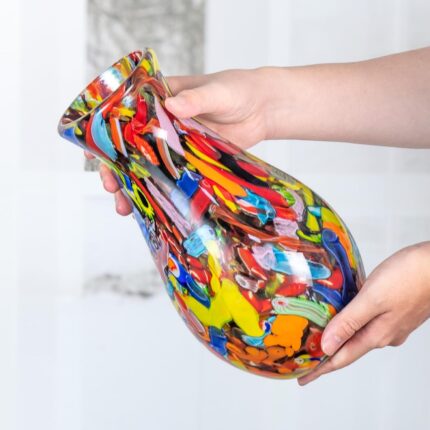 KAMMAK Colored Glass Vase, Beautiful Hand Blown Decorative Vase, Modern Art Vase for Flower Mantle Dining Table Centerpiece, Entryway Living Room Wedding Decoration (JG2143)