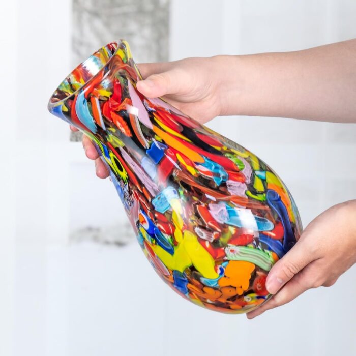 KAMMAK Colored Glass Vase, Beautiful Hand Blown Decorative Vase, Modern Art Vase for Flower Mantle Dining Table Centerpiece, Entryway Living Room Wedding Decoration (JG2143)