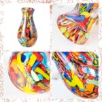 KAMMAK Colored Glass Vase, Beautiful Hand Blown Decorative Vase, Modern Art Vase for Flower Mantle Dining Table Centerpiece, Entryway Living Room Wedding Decoration (JG2143)
