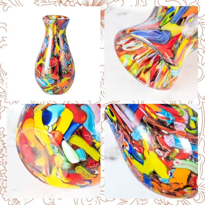 KAMMAK Colored Glass Vase, Beautiful Hand Blown Decorative Vase, Modern Art Vase for Flower Mantle Dining Table Centerpiece, Entryway Living Room Wedding Decoration (JG2143)