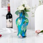KAMMAK Colored Glass Vase, Beautiful Hand Blown Decorative Vase, Modern Art Vase for Flower Mantle Dining Table Centerpiece, Entryway Living Room Wedding Decoration (JG2145)